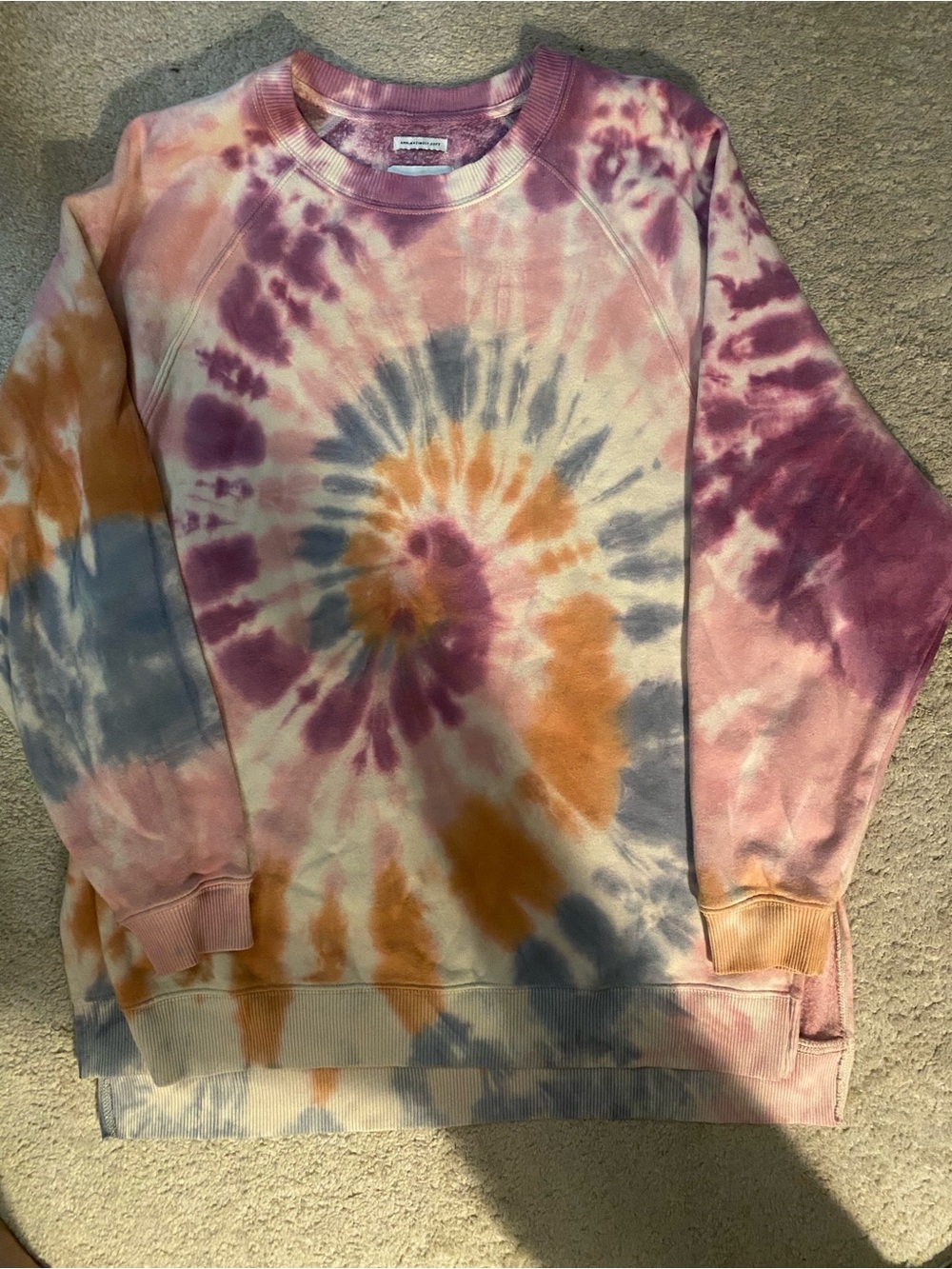 American Eagle Purple Pink Cream Tie-Dye Crewneck Ahh-mazingly soft Sweatshirt